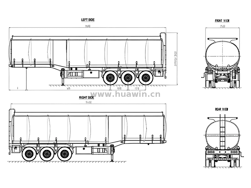 CIMC 3 Axles 46000 Liters Aluminum Alloy Tanker Trailer-1 CIMC 3 محاور 46000 لتر مقطورة ناقلة سبائك الألومنيوم-1